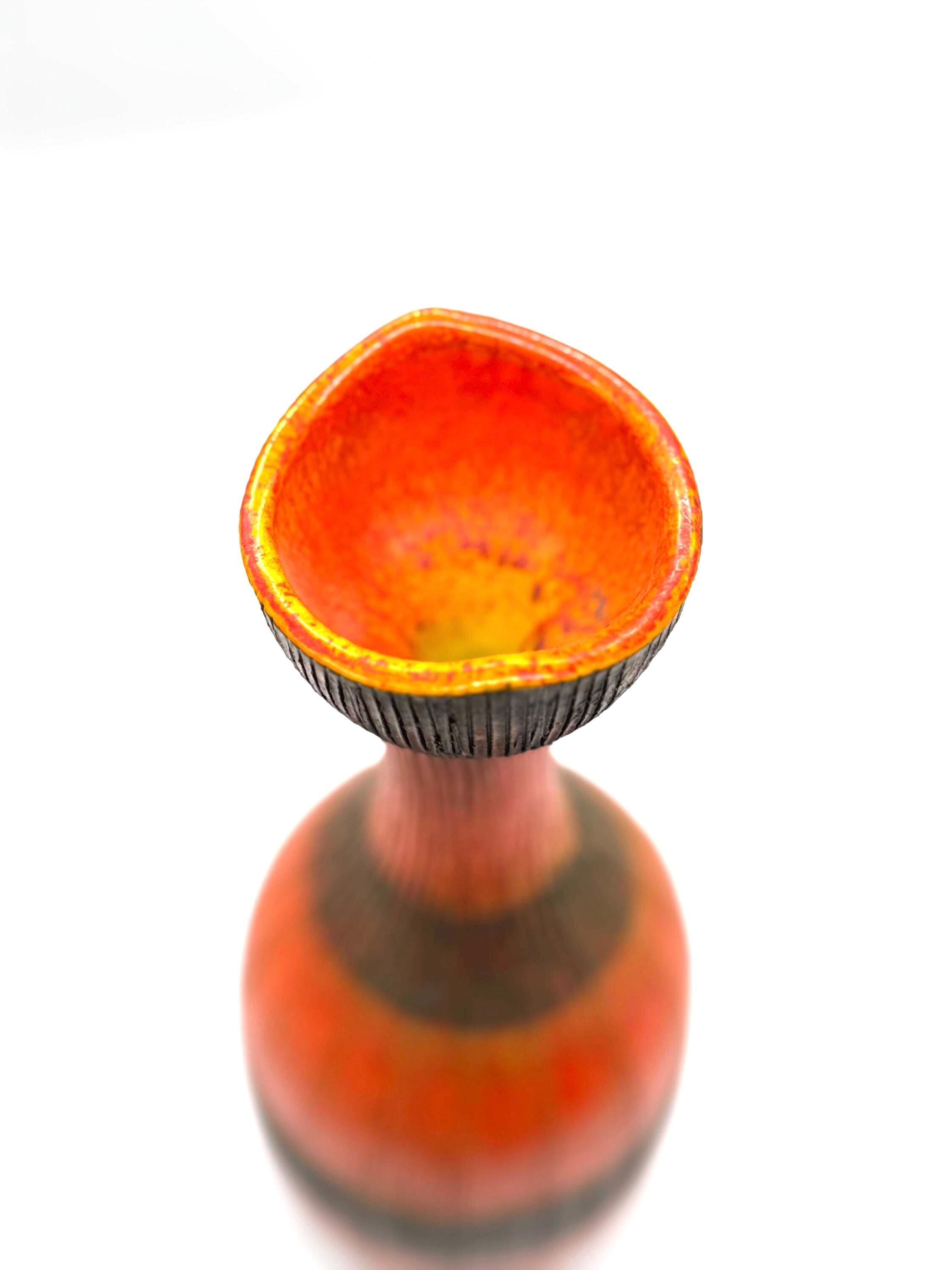 Vintage Bitossi Aldo Londi Seta Ceramic Vase | 1950s Italian Studio Pottery