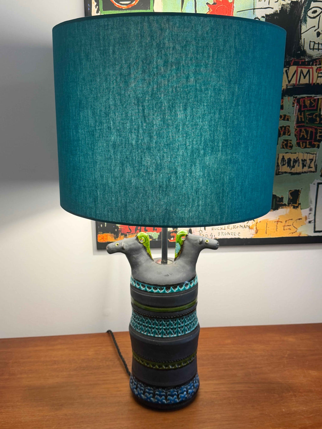 Vintage Bitossi Cavallo a Due Teste Double-Headed Horse Ceramic Lamp | 1960s Italian Lighting