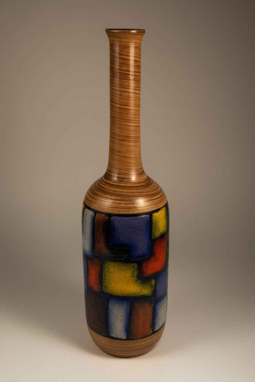 Vintage Bitossi Aldo Londi Vetrata Ceramic Vase | 1950s Italian Studio Pottery