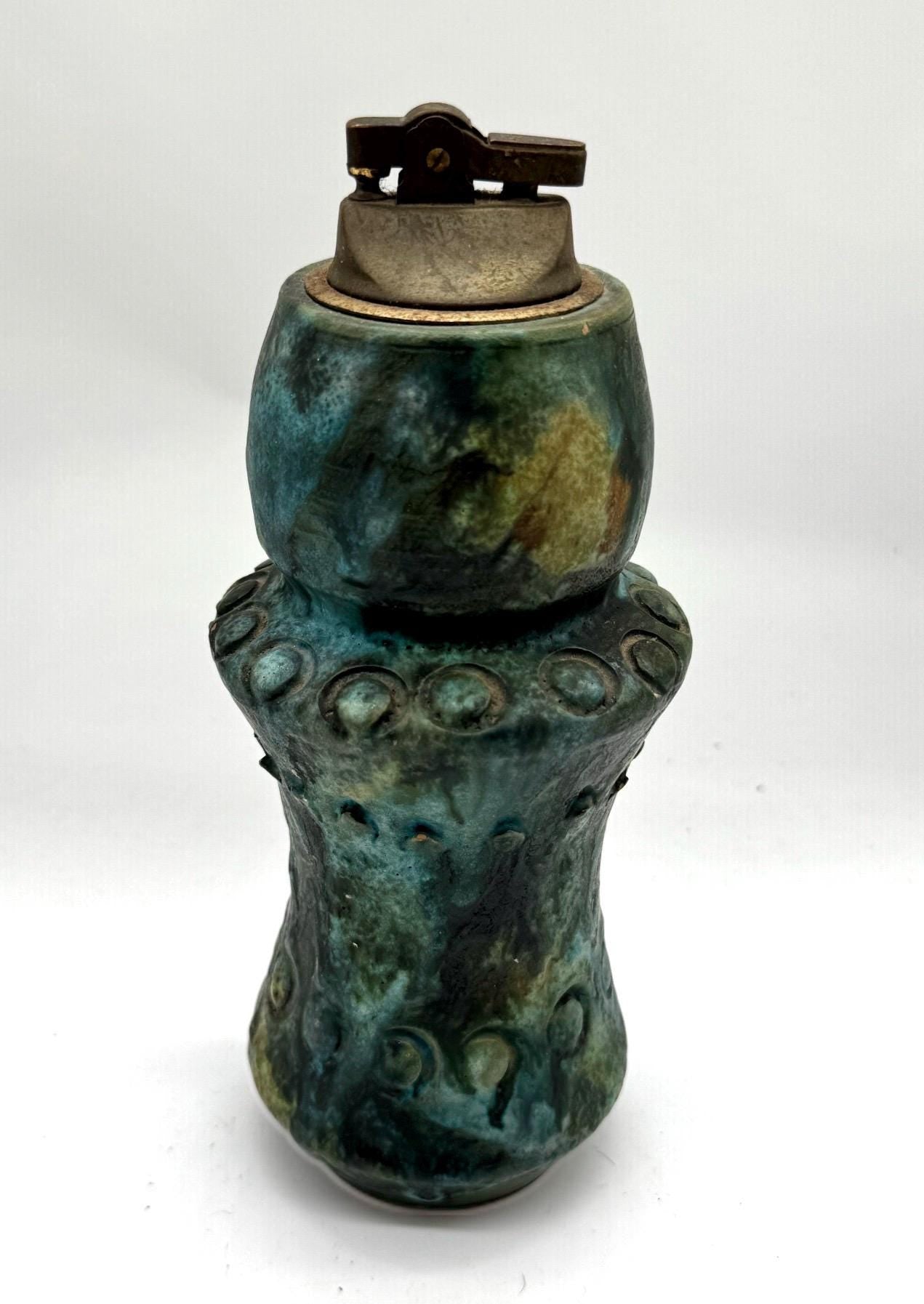 Vintage Alvino Bagni Seagarden Ceramic Table Lighter | 1960s Italian Studio Pottery