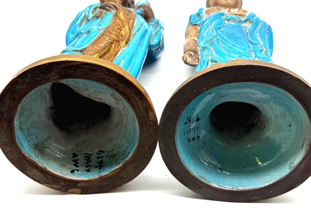 Vintage Ugo Zaccagnini & Sons Male and Female Buddha Pair | 1960s Italian Ceramic Figurines