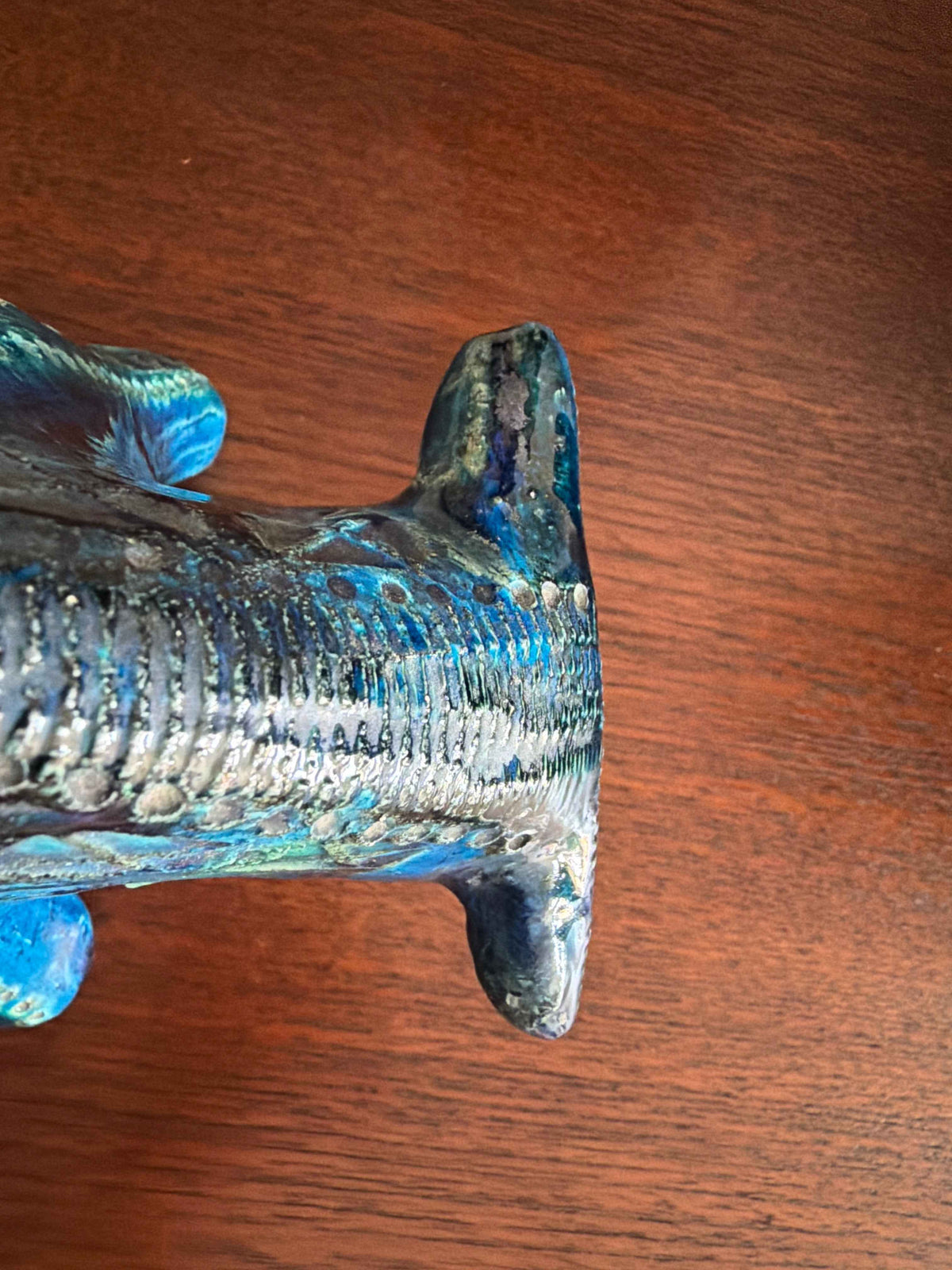 Vintage Bitossi Aldo Londi Bull Figurine, Rimini Blue Glaze | 1970s Italian Ceramic Sculpture