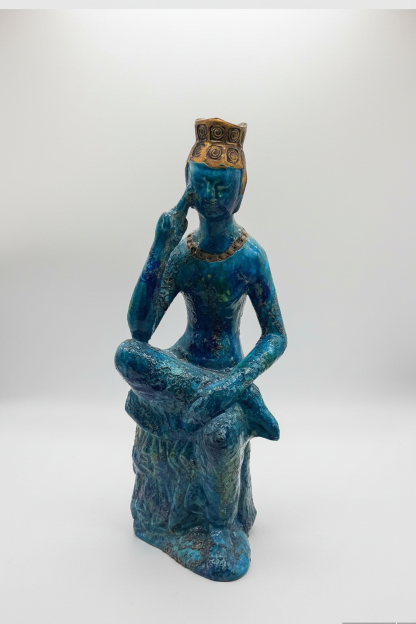 Vintage Bitossi Aldo Londi for Rosenthal Netter Seated Buddha Figurine | 1960s Italian Ceramic