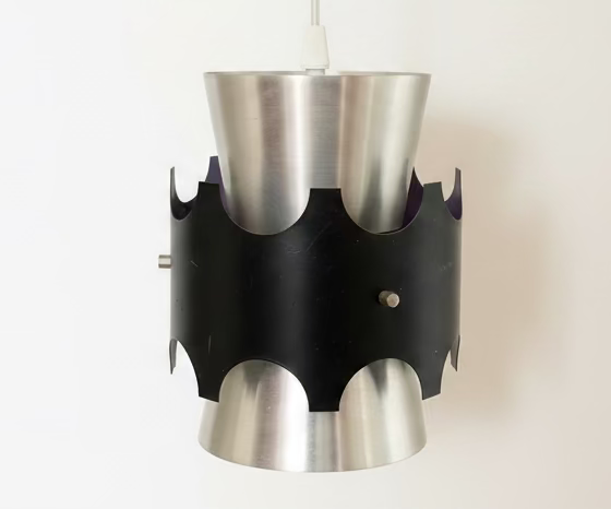 Vintage Danish Aluminium & Teak 3-Pendant Light | 1960s Mid-Century Modern Lighting