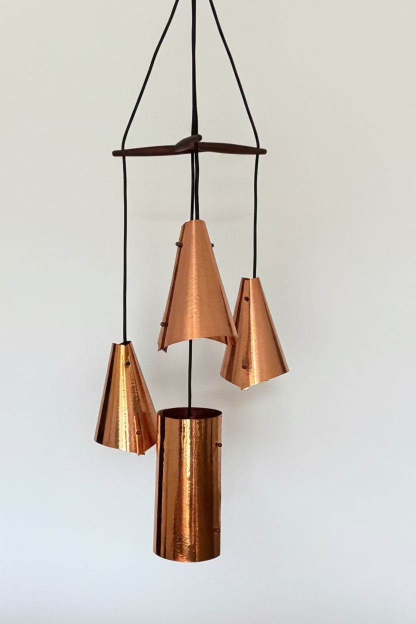 1960s Danish Brutalist Hammered Copper 4-Light Cluster Pendant by E.S. Horn