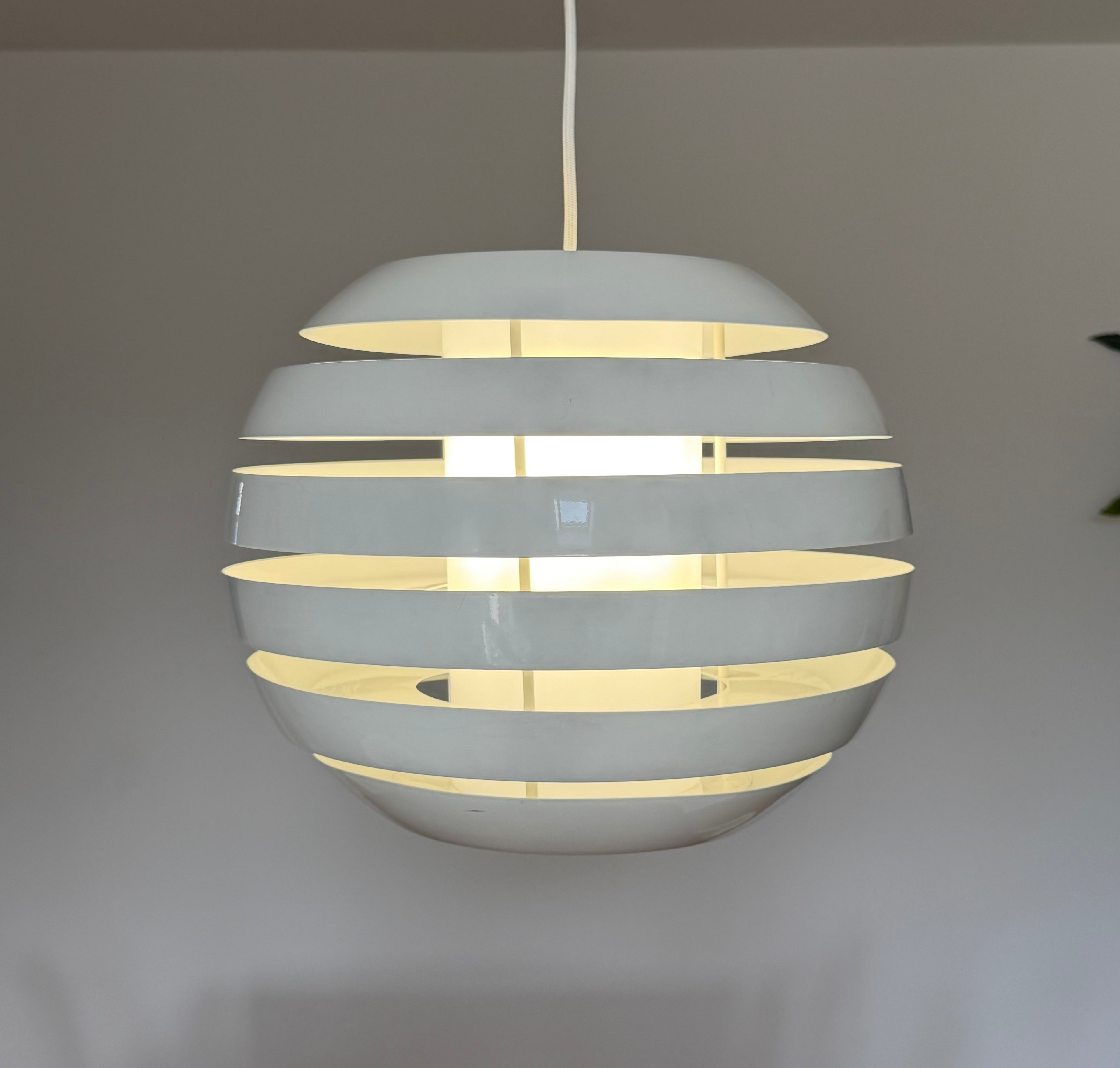 Vintage Carl Thore White 'Le Monde' Pendant Lamp - Granhaga Sweden MCM 40cm