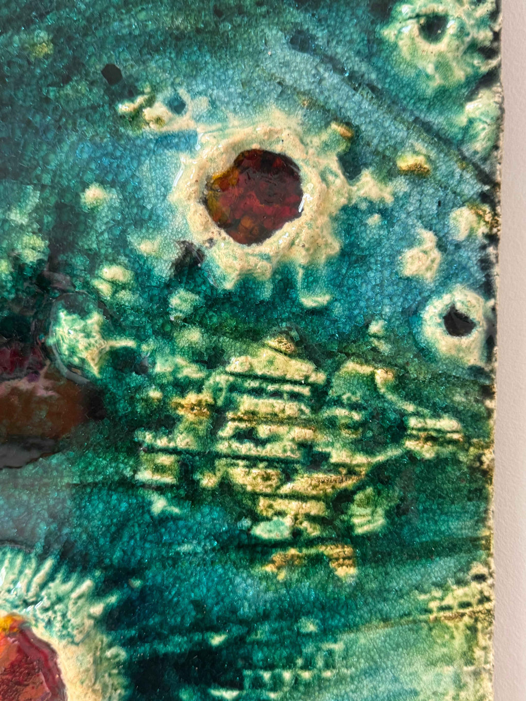 Vintage Karlsruhe Majolika Ceramic Wall Tile | 1960s German Mid-Century Modern Décor