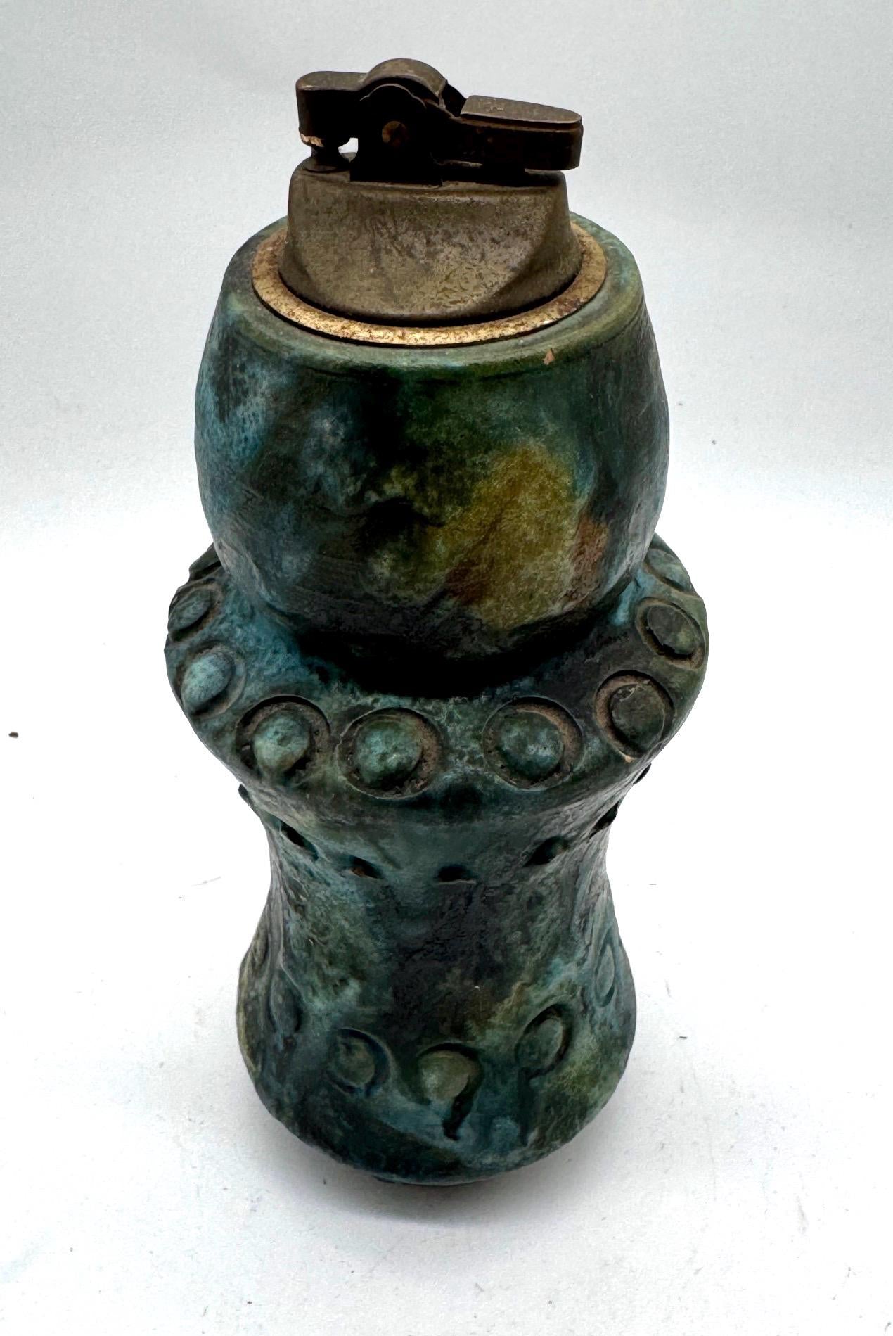 Vintage Alvino Bagni Seagarden Ceramic Table Lighter | 1960s Italian Studio Pottery