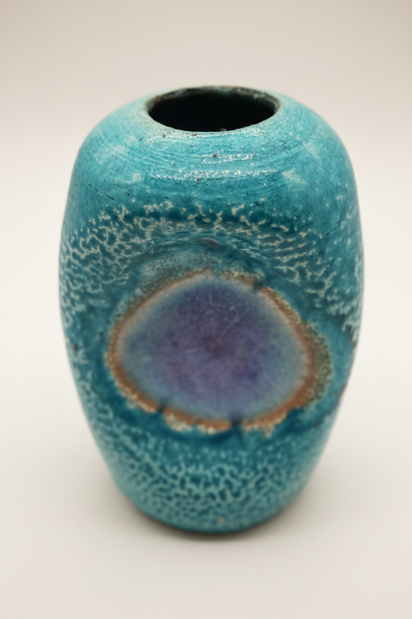 Vintage Bitossi Aldo Londi for Raymor Fused Glass Frite Ceramic Vase | 1950s Italian Studio Pottery