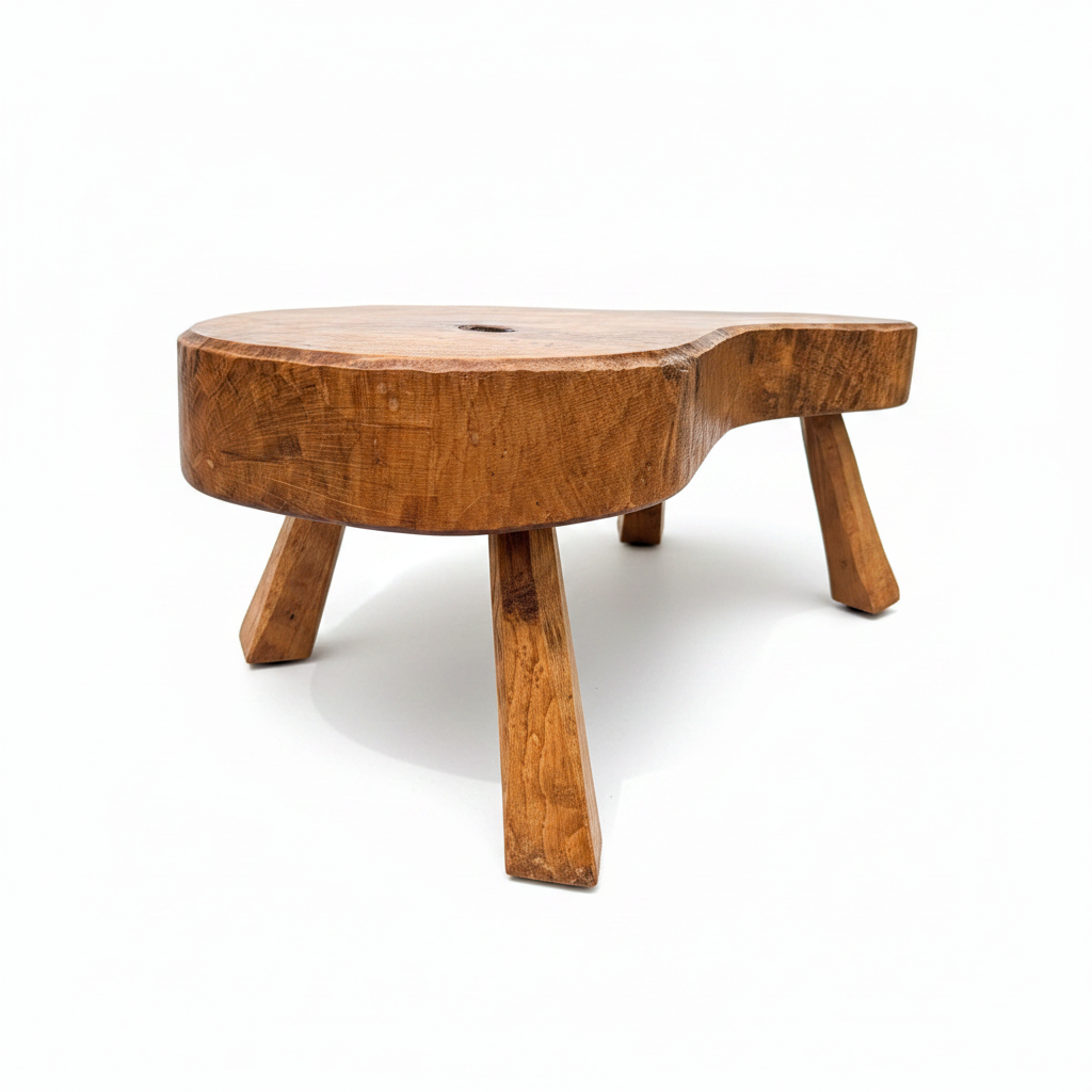 Burr Elm Table — Low Angle White Background