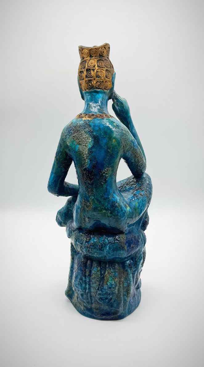 Vintage Bitossi Aldo Londi for Rosenthal Netter Seated Buddha Figurine | 1960s Italian Ceramic