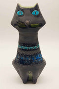 Vintage Bitossi Aldo Londi Seated Cat Figurine, Genovese Glaze | 1960s Italian Ceramic