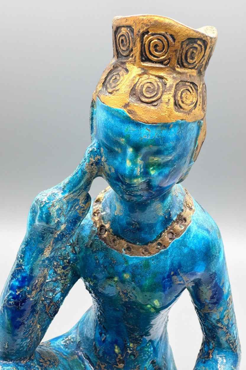Vintage Bitossi Aldo Londi for Rosenthal Netter Seated Buddha Figurine | 1960s Italian Ceramic