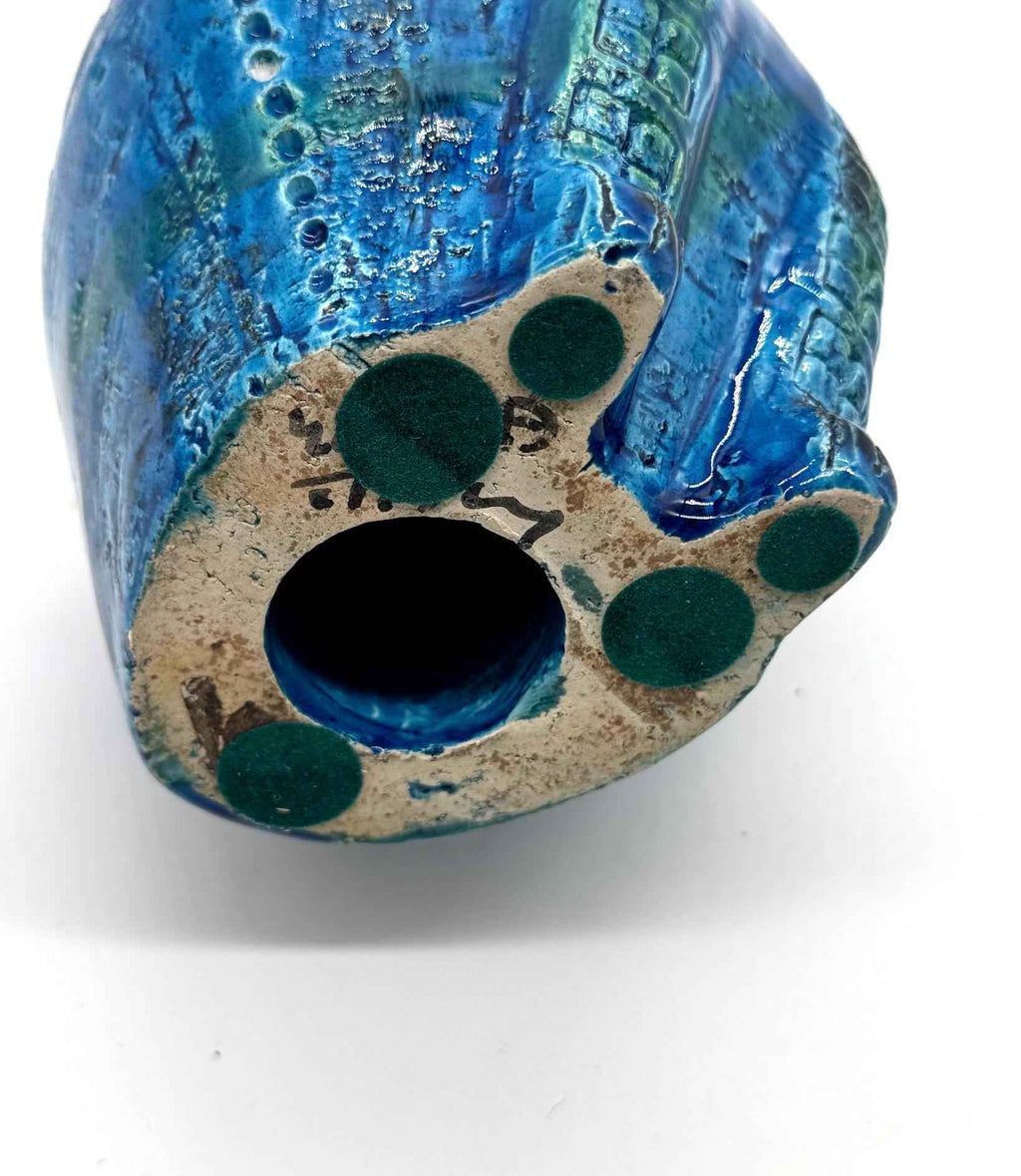Vintage Bitossi Aldo Londi Seated Figurine, Rimini Blue Glaze | 1960s Italian Ceramic