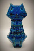 Vintage Bitossi Aldo Londi Seated Figurine, Rimini Blue Glaze | 1960s Italian Ceramic