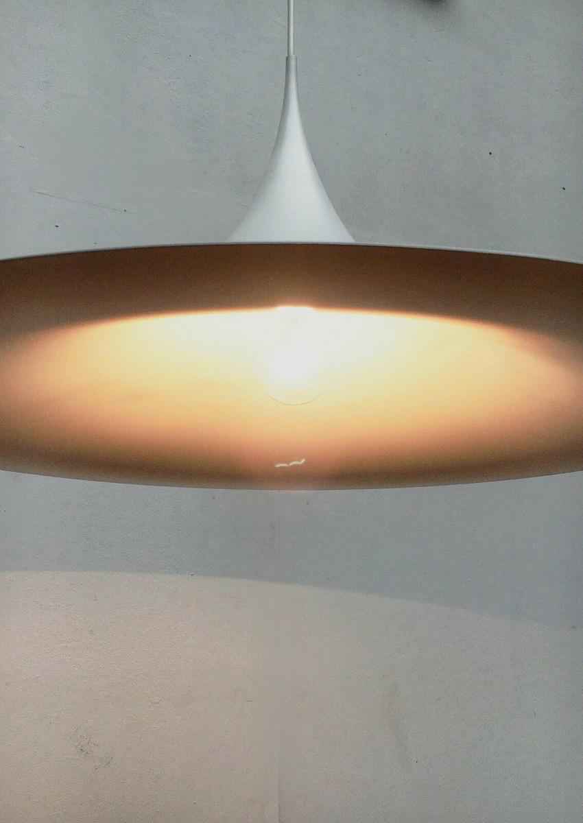Vintage Fog & Mørup Semi Pendant Lamp, White 70cm | 1970s Danish Mid-Century Modern Lighting