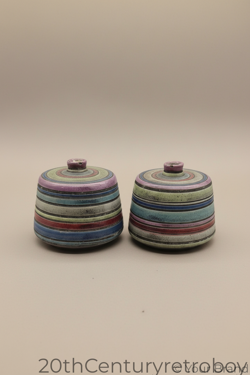 Vintage Bitossi Aldo Londi Cambodia Ceramic Vases, Pair | 1950s Italian Studio Pottery